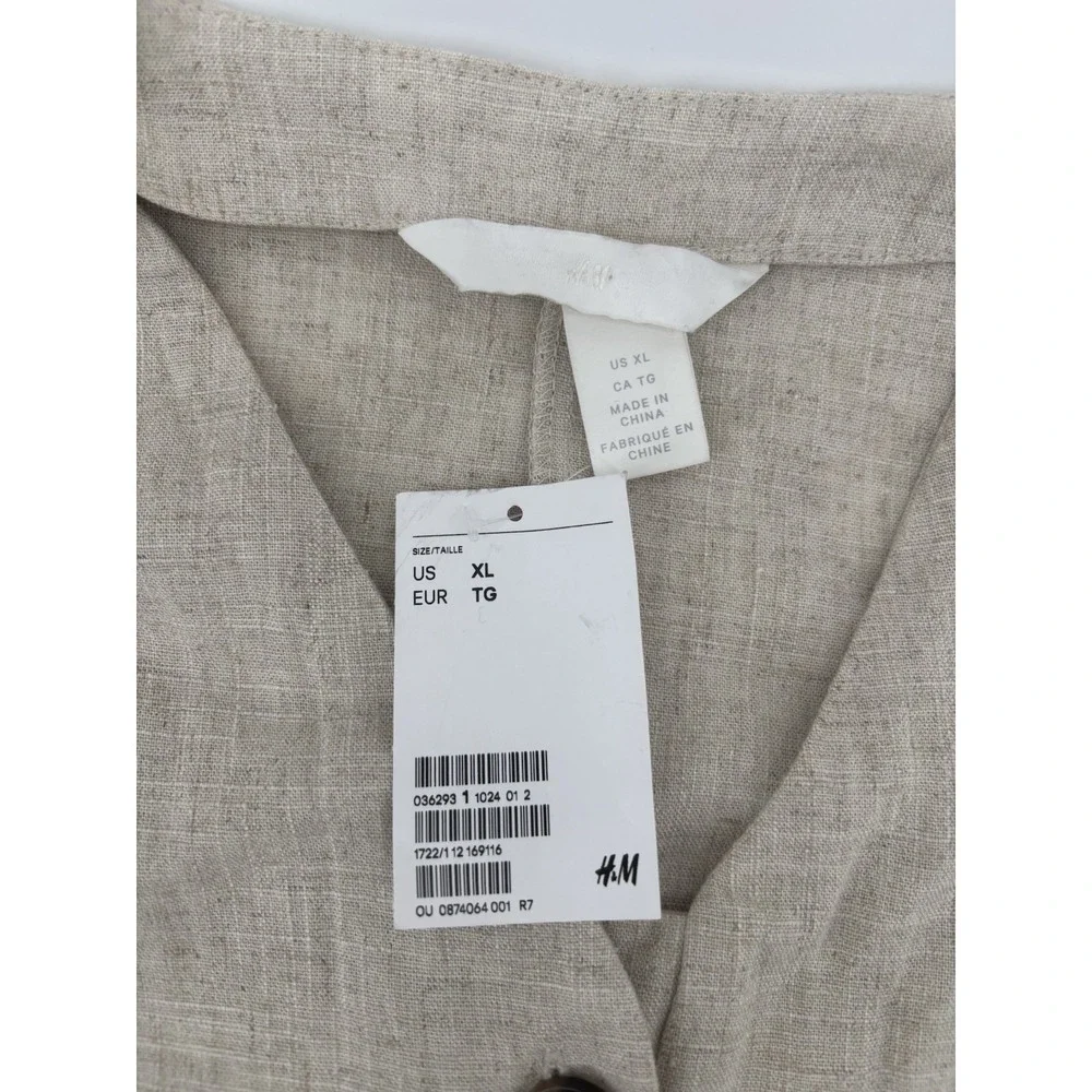 NWT H&M Linen Jumpsuit Sz XL Preppy Resortwear Vacation Cottagecore Momcore